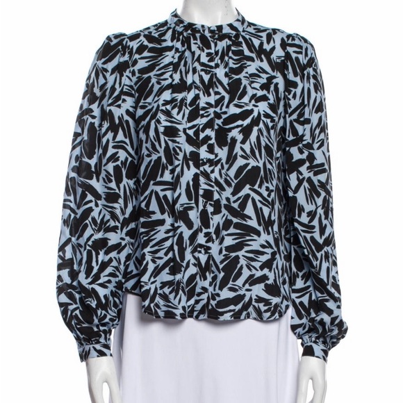 Veronica Beard Tops - Veronica Beard Abstract Black and Blue Blouse